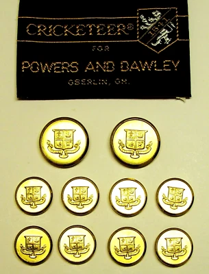 CRICKETEER Replacement Buttons 10 light weight 2part gold tone buttons Fair Cond - Image 1 of 4