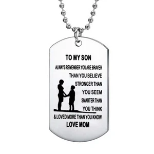 Always Remember You Are Braver Than You Believe Mom To Son Necklace Gift From Mo - Picture 1 of 6