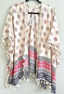 Kindred Woven Top Blouse Shirt Boho Crochet Open Front Plus Size 2X NEW - Picture 1 of 4
