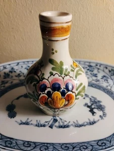 De Delftse Pauw D.P. Delft Holland 4” Floral Miniature Vase Multicolored - Picture 1 of 10