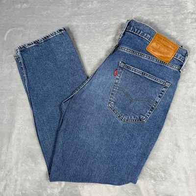 Levi's Мужская 501 оригинальный крой джинсы синий прямой ноги кнопка мухи размер W33 L30 - Изображение 1 из 4