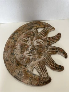 Vintage Celestial Sun and Moon Wall Art Sculpture Plaque - Picture 1 of 17