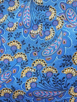 VTG Quilting Fabric 43" X 33" Cotton Blue Floral Paisley Sewing - Image 1 of 4