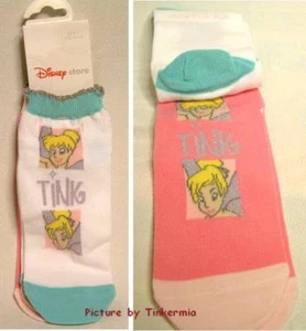 TINKERBELL ANKLE SOCKS 2 PAIR YOUTHS LARGE TINKER BELL - Picture 1 of 1