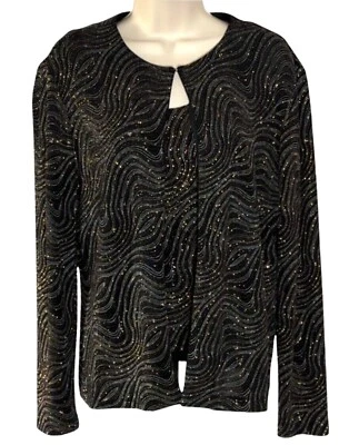 Top XScape By Joanne Chen Para Mujer Lentejuelas Brillantes 2 Piezas Negro Dorado Talla XL Foto 1 de 4