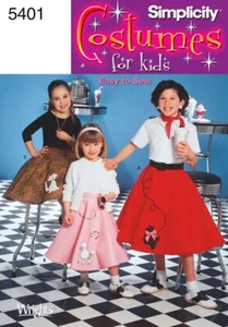 SIMPLICITY SEWING PATTERN 5401 GIRLS 3-6 RETRO 50s CIRCULAR POODLE SKIRT COSTUME - Picture 1 of 6