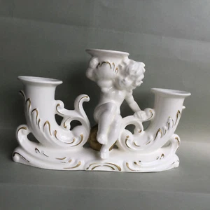 Antique MAX RÖSLER ROSLER 1894-1925 Ceramic Cherub Candle Holder Art Deco RARE - Picture 1 of 12