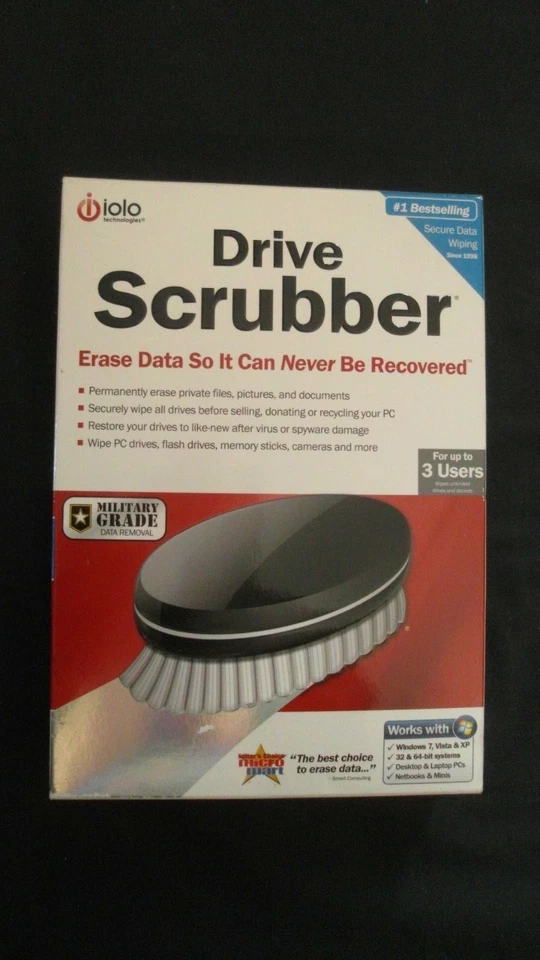 GENUINE Iolo Military Grade Drive Scrubber For Windows 1 Year Service 3 Users - Image 1 of 1