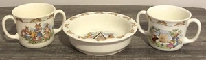 Rare Vintage Bunnykins Royal Doulton 1936 Bone China Bowl & Cup Made in England - Picture 1 of 3