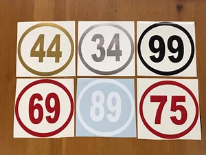 2 Motor Bike Cycle Stickers Decals Round Number Colours Vespa Lambretta Scooter - Picture 1 of 15