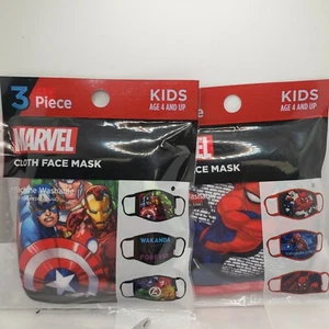 Marvel Spiderman 3Pack & Avengers 3Pack Cloth Face Coverings Mask Age 4+ (2PACK) - Picture 1 of 3