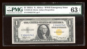 DBR 1935-A $1 North Africa Silver Fr. 2306 IC Block PMG 63 EPQ Serial I35622174C - Picture 1 of 2