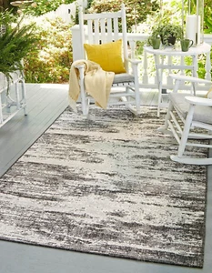 Outdoor Modern Area Rug - Cartago 3'3'' x 5'2'' Rectangle, Charcoal/Ivory - Picture 1 of 11
