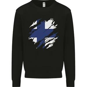 Torn Finland Flag Finnish Day Football Kids Sweatshirt Jumper - Picture 1 of 89