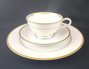 Princess House Gold Trim White China Heritage Dessert Plate, Teacup & Saucer - Picture 1 of 11