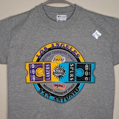 Vintage Lakers Spurs 2001 Western Conference Finals T-Shirt Youth Medium LA New - Image 1 of 4