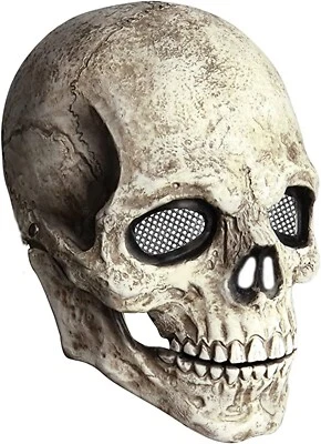 Adult Skull Mask Moving Jaw Deluxe Latex Halloween Horror Mask Bone Overhead - Image 1 of 2