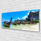 Wall art Print on Plexiglas Acrylic 125x50 Boats Sea Beach Landscape