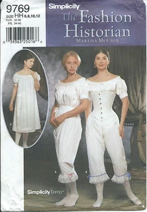 S 9769 sew pattern GWTW Civil War UNDERGARMENTS Chemise Drawers Corset 6,8,10,12 - Picture 1 of 1