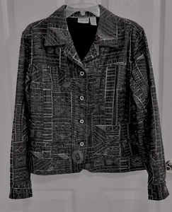 Price Reduced! Chicos Classic Lined Cotton Blazer Metallic Embroidery Size 2 EUC - Picture 1 of 4