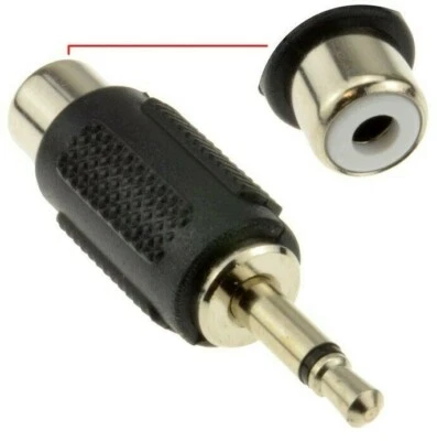 RCA PHONO FEMALE SOCKET TO 3.5MM MONO JACK MALE PLUG ADAPTER ADAPTOR CONVERTER - Image 1 of 4