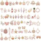 20 Pack Pink Enamel Paint Metal Charms Bulk Handmade Earrings Bracelets Necklac