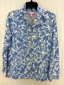 Lilly Pulitzer Pullover Sweatshirt Blau Hummer Print Quarter Zip Damen Gr. M - Bild 1 von 5