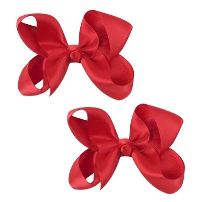 2 PCS 3 inch Red Satin Bows with Alligator Clips for Little Girls Toddlers - Image 1 of 4