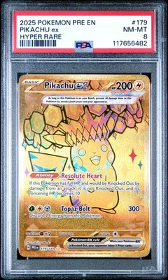 2025 Pokemon Scarlet and Violet Prismatic Evolutions Hyper Rare Pikachu Ex PSA 8 - Image 1 of 2