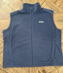 Columbia Classic Fleece Sleeveless Vest Men’s 2XL Navy Blue Full Zip Pockets A59 - Picture 1 of 11