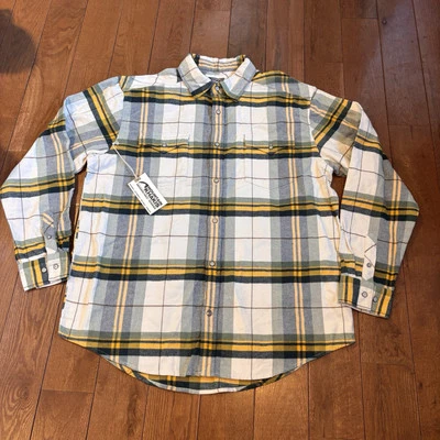 Camisa de franela Teton Mountain Khakis amarilla blanca a cuadros talla XL para hombre nueva con etiquetas Foto 1 de 4