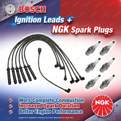 6 x NGK Spark Plugs + Bosch Ignition Leads Kit for Nissan Skyline R31 2.0L I6 - image 1 of 2