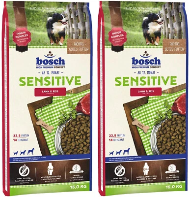 BOSCH Sensitive Hundefutter Trockenfutter mit Lamm & Reis - 2 x 15 kg - Bild 1 von 4