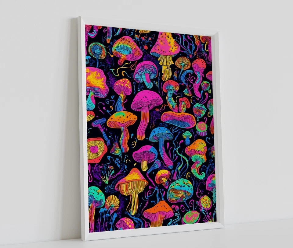 TRIPPY MAGIC MUSHROOM COLLAGE POSTER PRINT PSYCHEDELIC ART SIZE - A4 A3 A2 A1 - Image 1 of 1