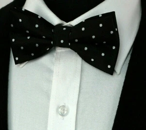 Bow Tie Pre Tied Cotton Silk Adjustable Paisley Tartan Polka Dot plain Black UK - Picture 1 of 90