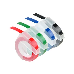 3x 3D plastique Étiquettes For DYMO Junior Omega marquage Rouge Noir Jaune Vert - Foto 1 di 9