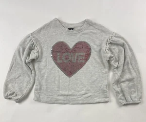 Art Class Long Sleeve Crew Neck girls LOVE Heart Sequins Gray M 7/8 - Picture 1 of 10