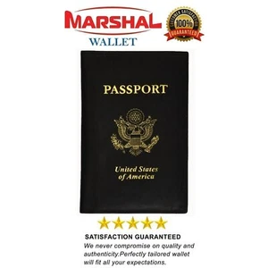 Genuine Leather USA Passport Cover ID Holder Wallet Travel Case Handmade Black - Picture 1 of 4