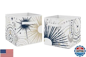 Sweet Jojo Designs Star and Moon Foldable Fabric Storage Cube Bins Boxes Orga - Picture 1 of 4