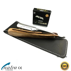 Wood Razor + 100 Derby Premium Razor Blades Razor Shave + Protective Case - Picture 1 of 7