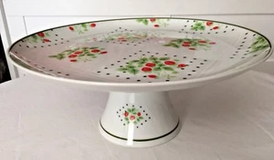 Vintage Swiss Strawberry Dot By Enesco 1975 China Cake Stand 10.5"x4.5" MINT - Imagen 1 de 9