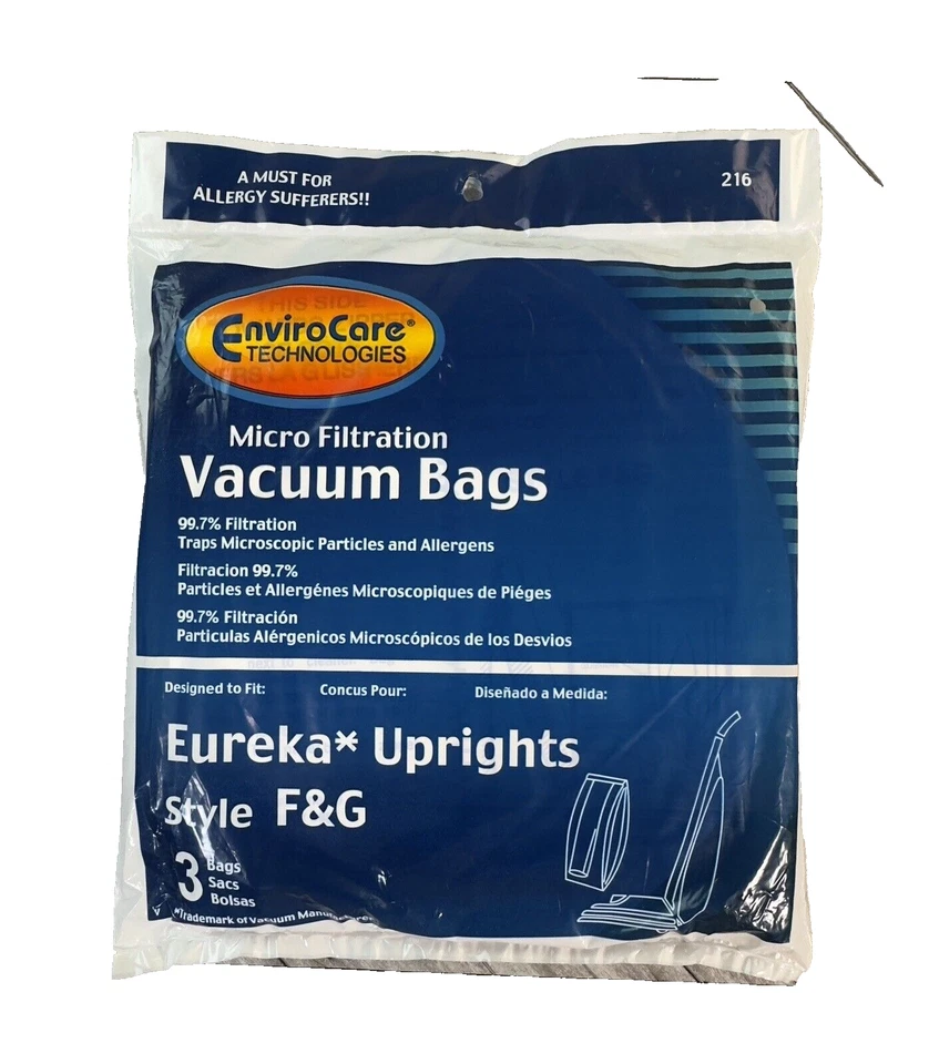 Bolsas para aspiradora de microfiltración tipo F&G Eureka - Paquete de 3 Foto 1 de 4