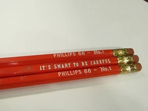 Vintage Advertising Pencil Phillips 66 No 1 It's Smart to be Careful Set 3 NOS - Picture 1 of 3