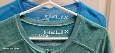 2 Pack -HELIX Instinct Is A Virtue -3 Buttons, Short Sleeve, Large Green & Blue 