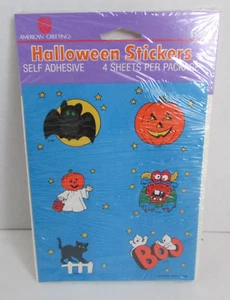 VINTAGE 80's AGC Halloween Stickers Ghost Bat Cat Monster NIP NOS - Picture 1 of 2