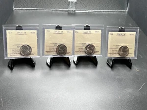 USA 5 cent 1942S , 1943D, 1944S , 1945P Graded ICCS MS 65 (4 Coins) - Picture 1 of 14