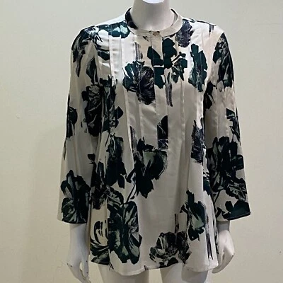 Blusa Donna Karan New York Para Mujer S Crema Multi Pintuck Floral Top Nueva Sin Etiquetas Foto 1 de 4