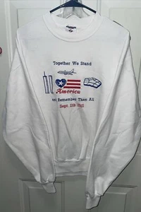 Sudadera De Colección World Trade Center Pentágono 9/11 Memory Jerzee Blanca Para Hombres L - Imagen 1 de 5