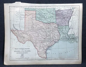 1884 West Central States EE. UU. Harper and Brothers Copyright 1875 Mapa Indian Ter - Imagen 1 de 1