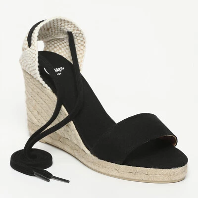 Sandales Compensées Nu-pieds Espadrilles CASTANER Belen Noir Pointure 41 - Neuf - Immagine 1 di 4